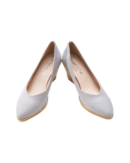 VISCATA White Roses Canvas V Cut Espadrille Wedges