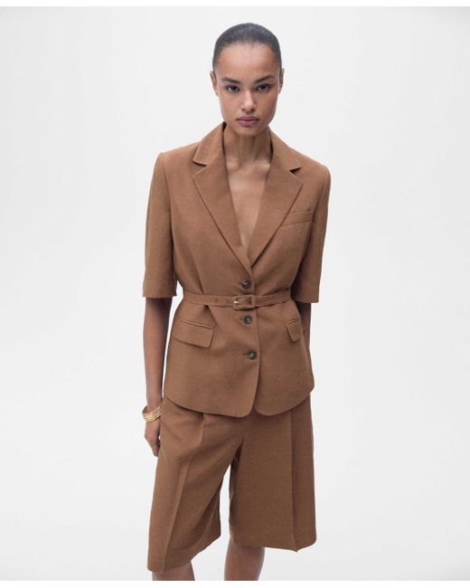 Mango Black Linen-blend Suit Bermuda Shorts