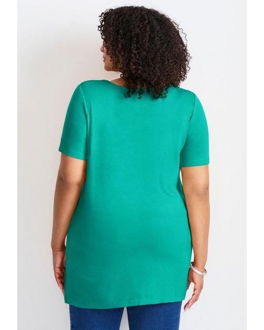 Avenue Blue Plus Size Button Detail Tunic Tee