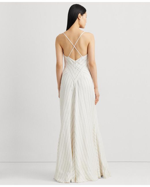 Ralph Lauren White Sleeveless Chevron Gown