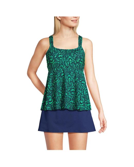 Lands' End Green Mastectomy Flutter Tankini Top