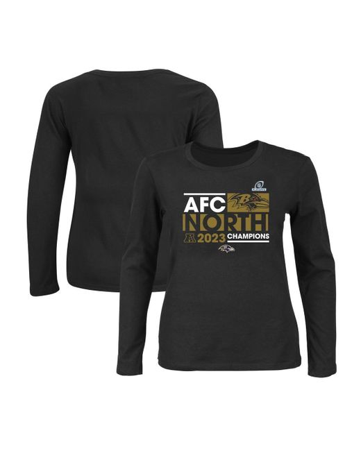Fanatics Black Baltimore Ravens 2023 Afc North Division Champions Plus Size Conquer Long Sleeve Crew Neck T-shirt