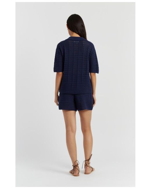 Chinti & Parker Blue Cotton Crochet Short