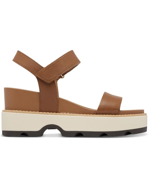 Sorel Brown Joanie Iv Y-strap Wedge Sandals