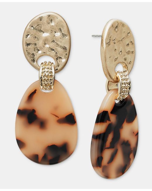 Style & Co. Metallic Tortoise-shell-disc Linear Drop Earrings
