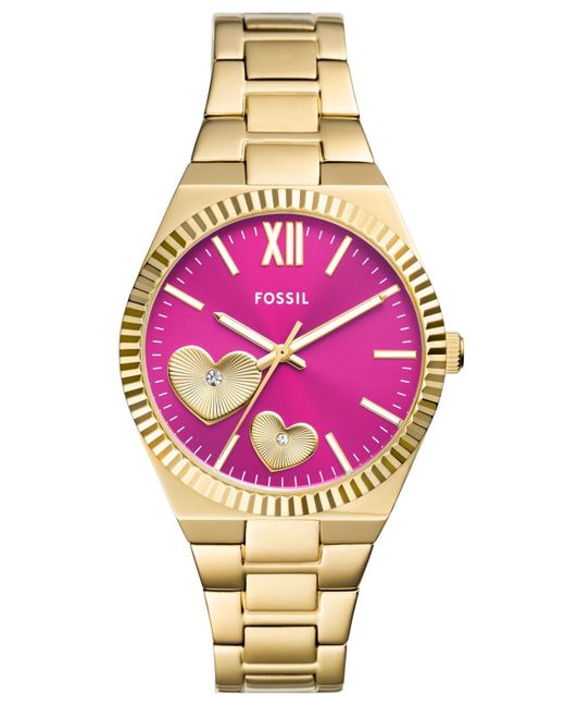 Fossil Scarlette Three-hand Stainless Steel Watch 38mm in Pink | Lyst