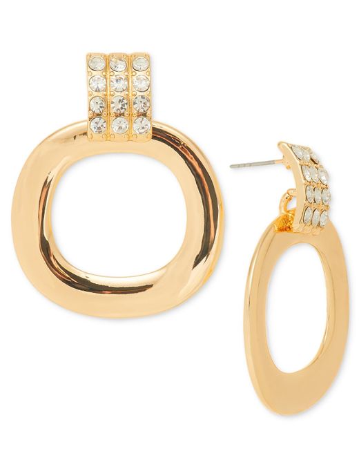 INC International Concepts Metallic Tone Pave Circle Drop Earrings