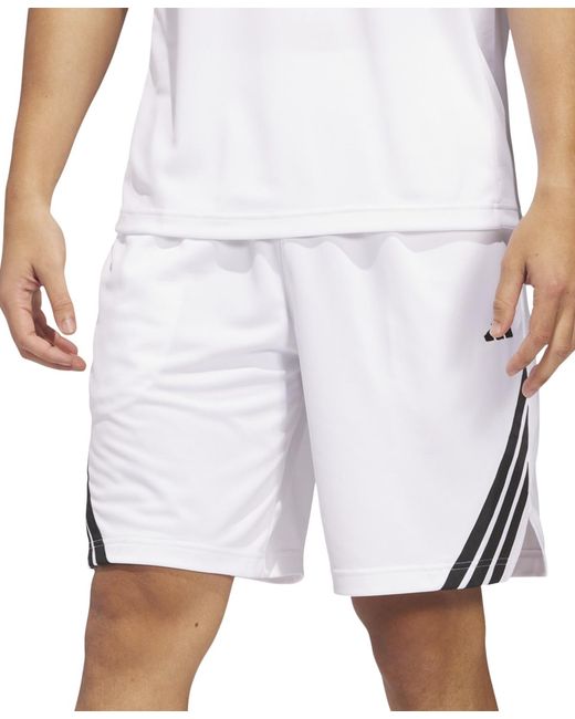 Adidas White Three-stripes Legends Basketball Shorts 9" for men