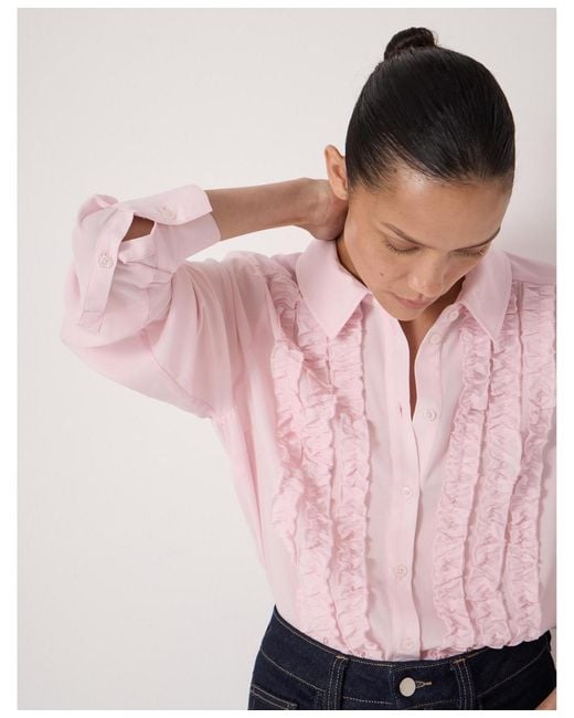 Hush Pink Chiffon Ruffle Blouse