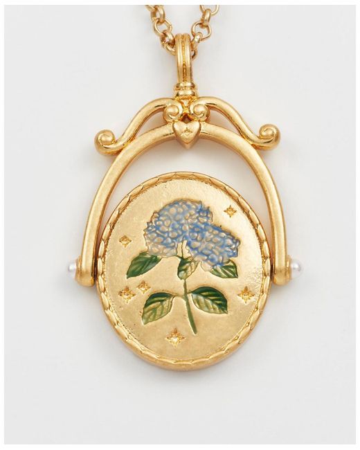 Fable England White Hydrangea Initial Spinner Necklace