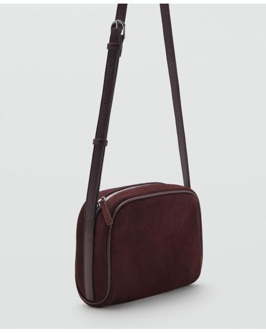 Mango Purple Suede Leather Shoulder Bag