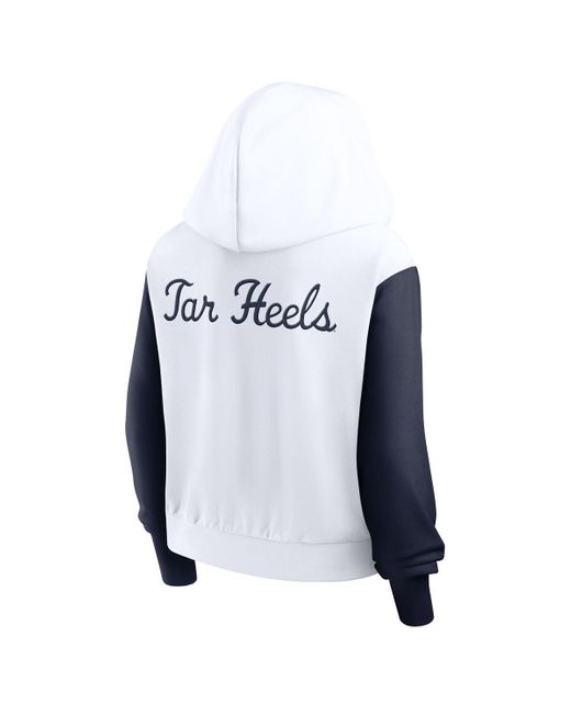Nike Blue North Carolina Tar Heels Cropped Athletic Prep Color Block Script Full-zip Hoodie