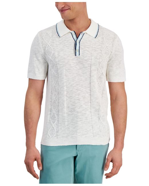 Club Room White Luxury Sweater Short-sleeve Polo Shirt for men