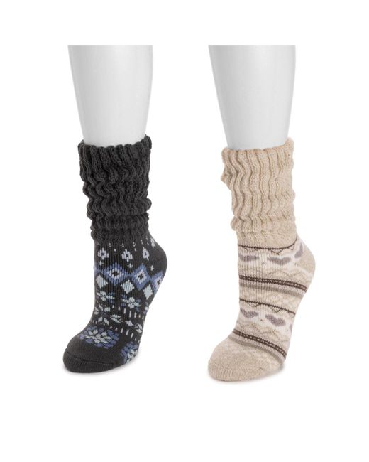 Muk Luks Multicolor Slouch Heat Retainer Sock 2 Pair Pack