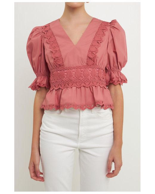 Endless Rose Red Endless Combination Eyelet Lace Top