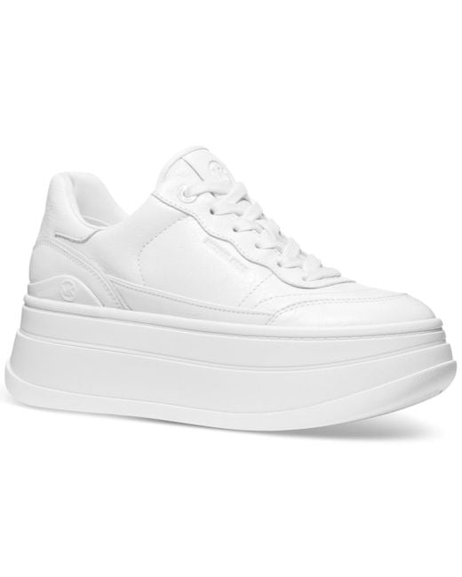 Michael Kors White Michael Hayes Empire Logo Lace-up Platform Sneakers