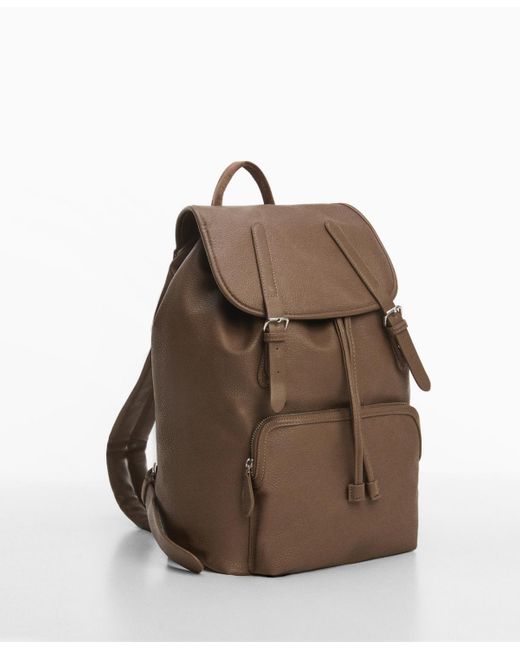 Mango Brown Leather-effect Backpack for men