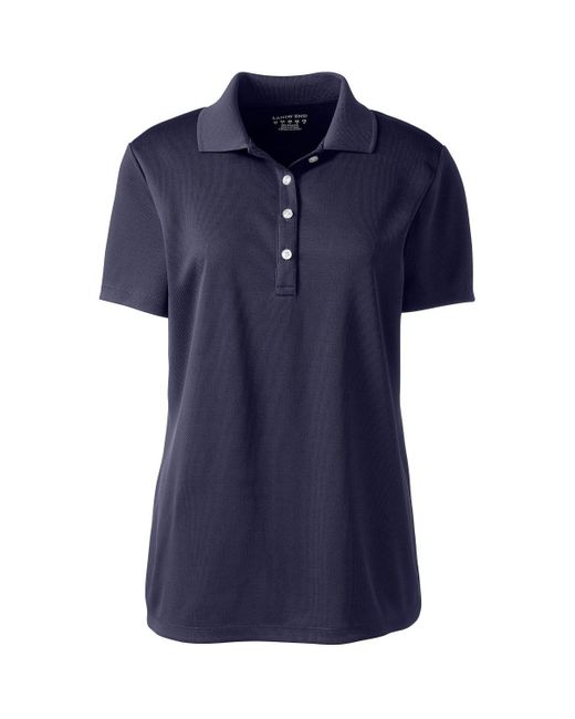 Lands' End Blue Short Sleeve Solid Active Polo