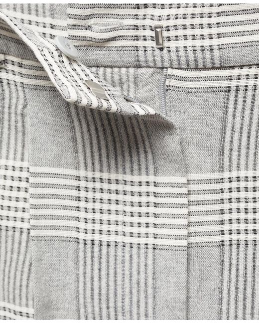 Mango Gray Check Print Pleated Shorts