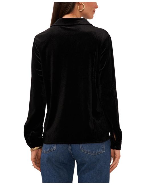 Vince Camuto Black Button-down Collar Top
