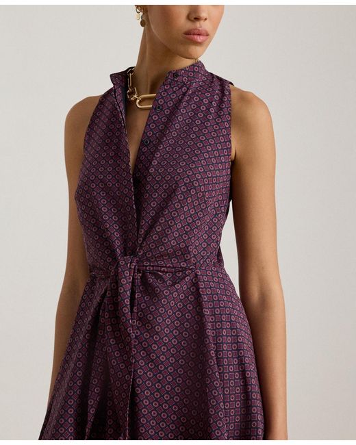 Ralph Lauren Red Print Tie-front Sleeveless Dress