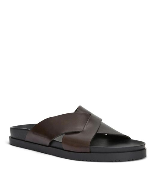 Bruno Magli Brown Bologna Leather Crisscross Sandals for men