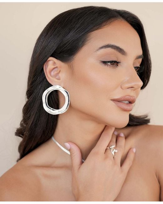 Ettika Metallic Open Circle Statement Earrings