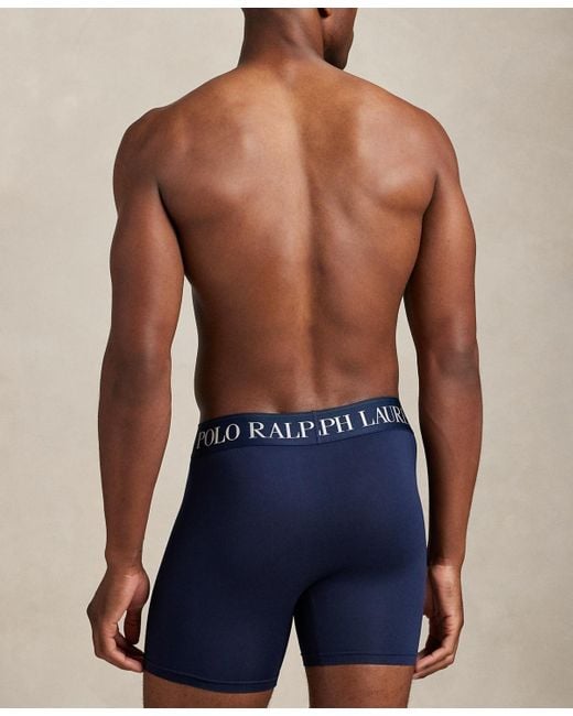 Polo Ralph Lauren Blue 3-pack Cooling Microfiber Elastic Waist Boxer Briefs for men