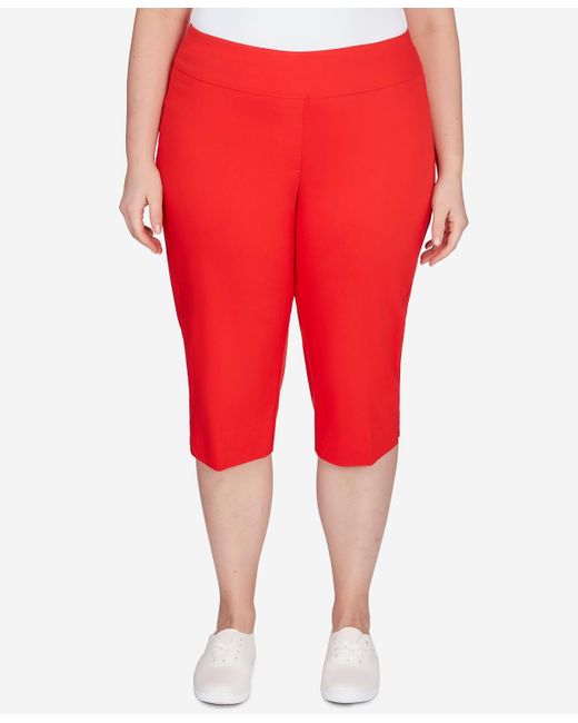 Ruby Rd Red Plus Size Americana clamdigger Capri Pants