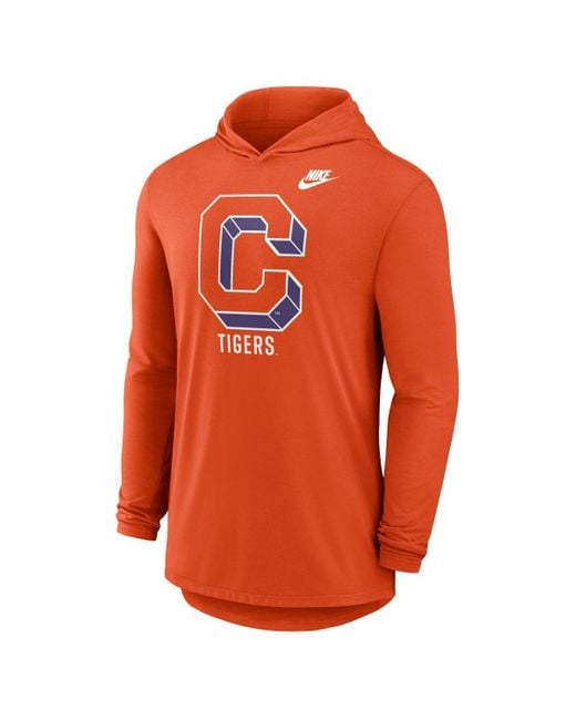 Nike Orange Clemson Tigers Legacy Tri-blend Dri-fit Long Sleeve Hoodie T-shirt for men