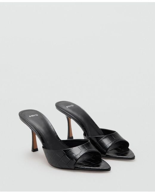 Mango Black Croc-effect Heeled Sandals
