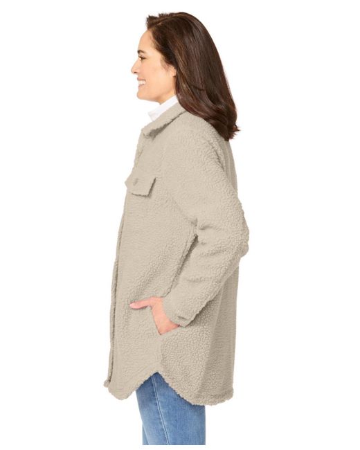 Woman Within White Within Berber Button-front Jacket