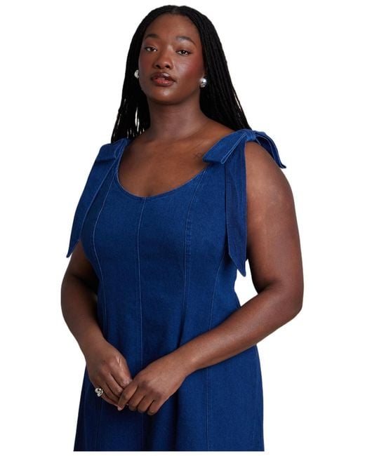 eloquii denim dress Fit And Flare Shirt chlorine bleach when needed Women's ELOQUII Denim Dresses |