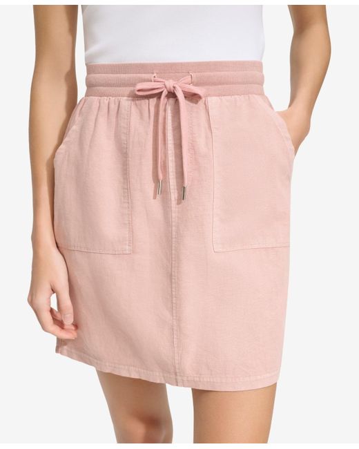 Marc New York Pink Andrew Washed Linen High Rise Skirt