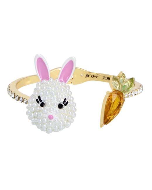 Betsey Johnson White Faux Stone Bunny Bangle Bracelet