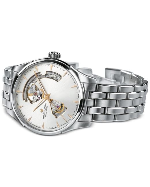 Hamilton Gray Swiss Automatic Jazzmaster Open Heart Stainless Steel Bracelet Watch 40mm for men
