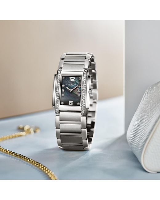 Stuhrling White Serafine 4089.4 S Rectangular Quartz Watch