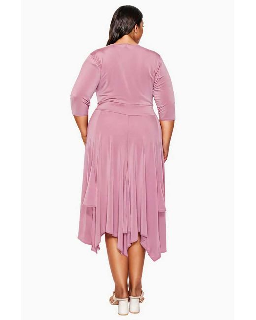 L I V D Pink Plus Size Shay Handkerchief Hem Dress