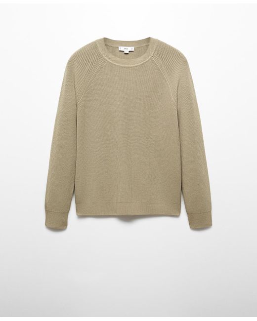 Mango Natural Ribbed Round-neck Sweater for men
