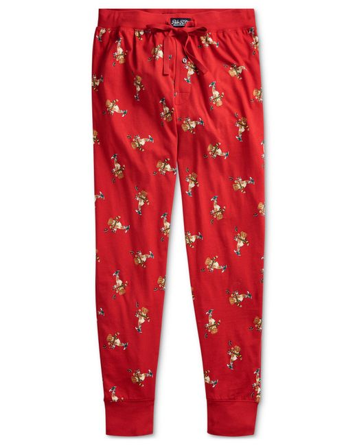 Polo Ralph Lauren Cotton Rugby Bear Pajama Joggers, Created For Macy's in  Red for Men | Lyst