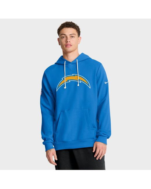 Nike Blue Los Angeles Chargers Sideline Initial Home Performance Pullover Hoodie for men