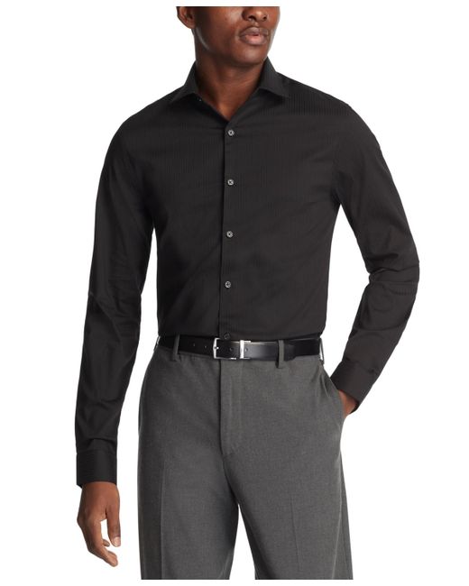 Kenneth Cole Black Slim-fit Flex Stretch Dress Shirt for men