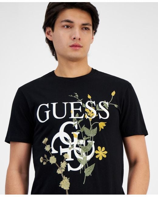 Guess Black Floral Logo T-shirt for men