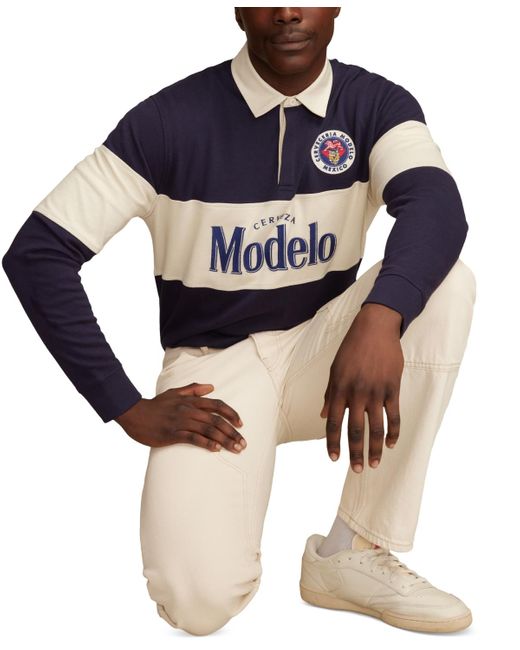 Lucky Brand Blue Modelo Long Sleeve Embroidered Rugby Shirt for men