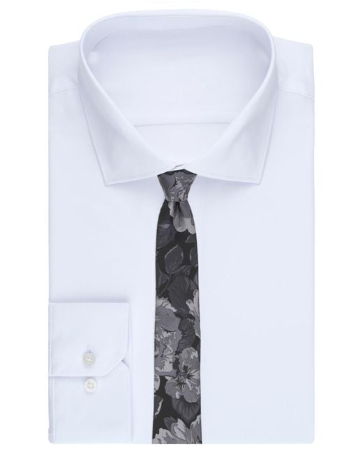 BarIII Gray Beford Floral Pattern Tie for men