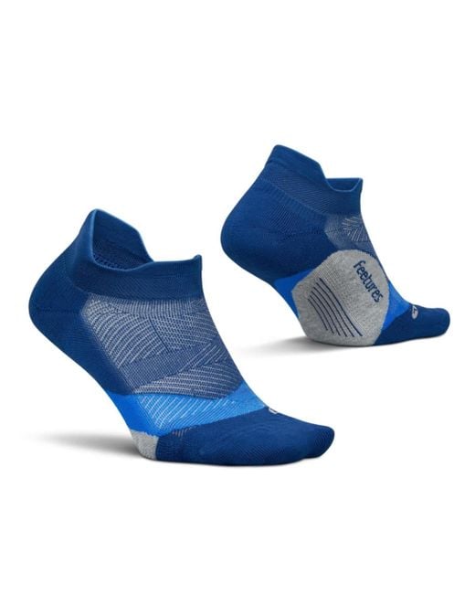 FEETURES SOCKS Blue Elite Light Cushion No Show Tab Ankle Socks for men