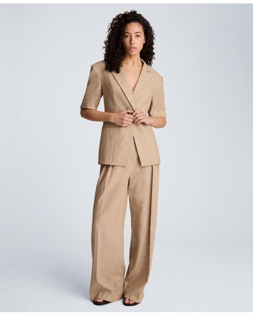 Kenneth Cole Natural Short-sleeve Button Front Jacket