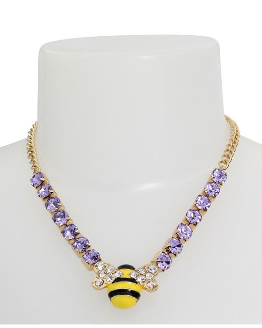 Betsey Johnson Metallic Faux Stone Bee Pendant Necklace