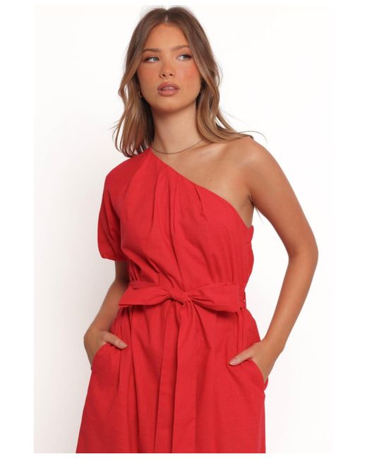 Petal & Pup Red Roma One Shoulder Midi Dress