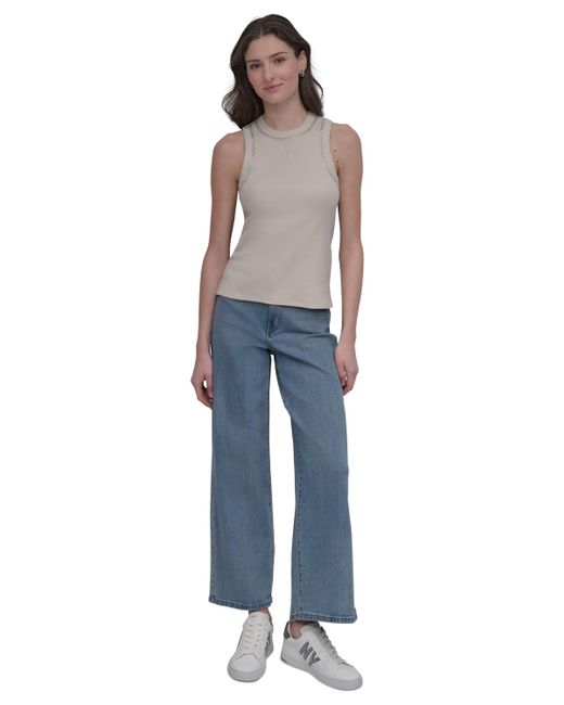 DKNY Gray Studded Crewneck Tank